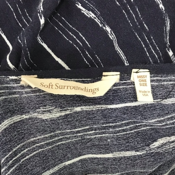 Soft Surroundings Blue White Long Open Drape Cardigan Wrap MISSY ONE SIZE *AS IS - Picture 2 of 14